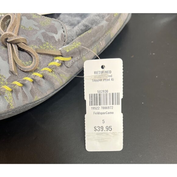 L.L. Bean Gray Camo Fleece-Lined Kids Wicked Good Slippers Size 5 - Picture 6 of 8